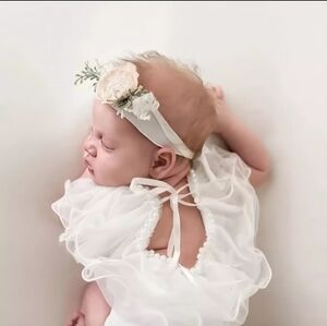 Newborn Photography Outfit for Girl Photo Prop Girl Tulle Bodysuit + Headband